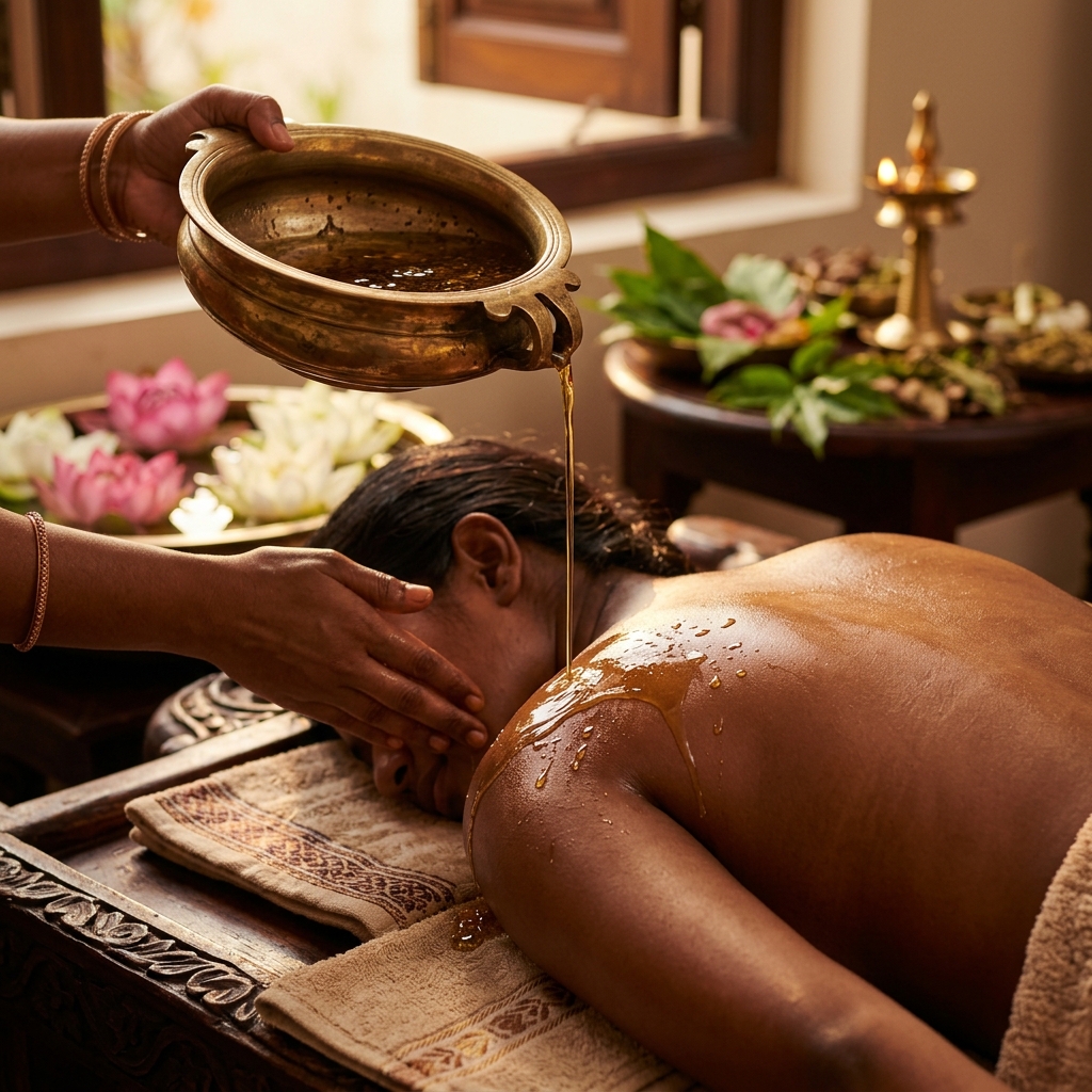 Abhyanga — Warm oil synchronised full-body massage